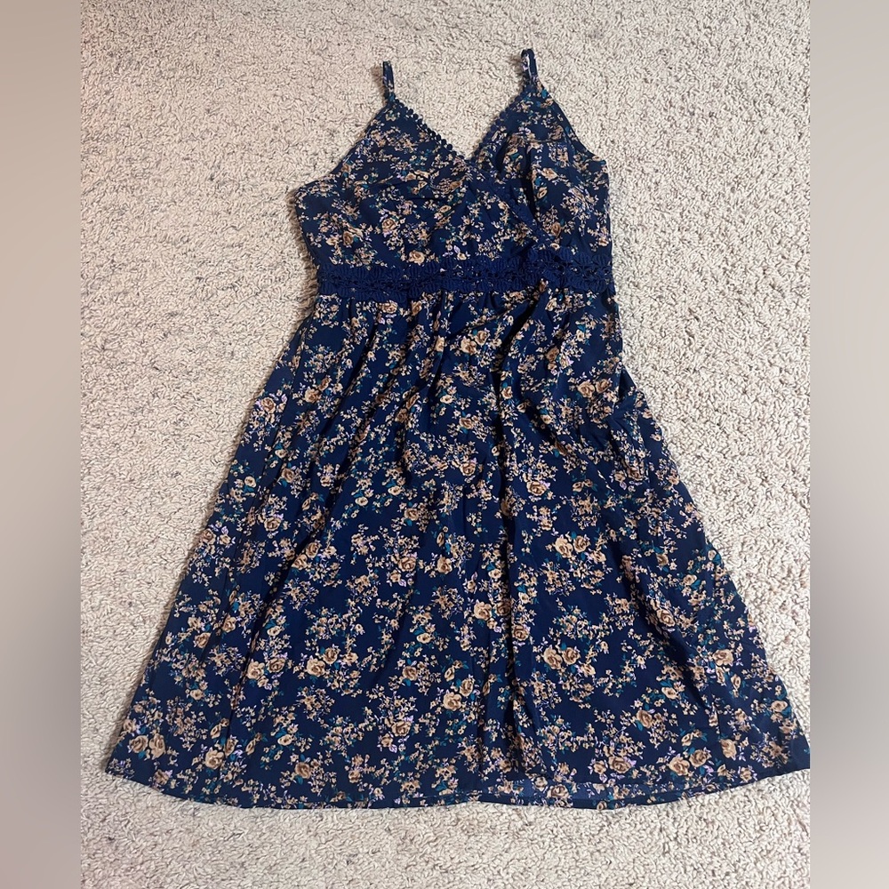 Cupshe Navy Floral Dress